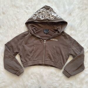 Darc Sport Cropped Hoodie in Size Small in Mojave Brown